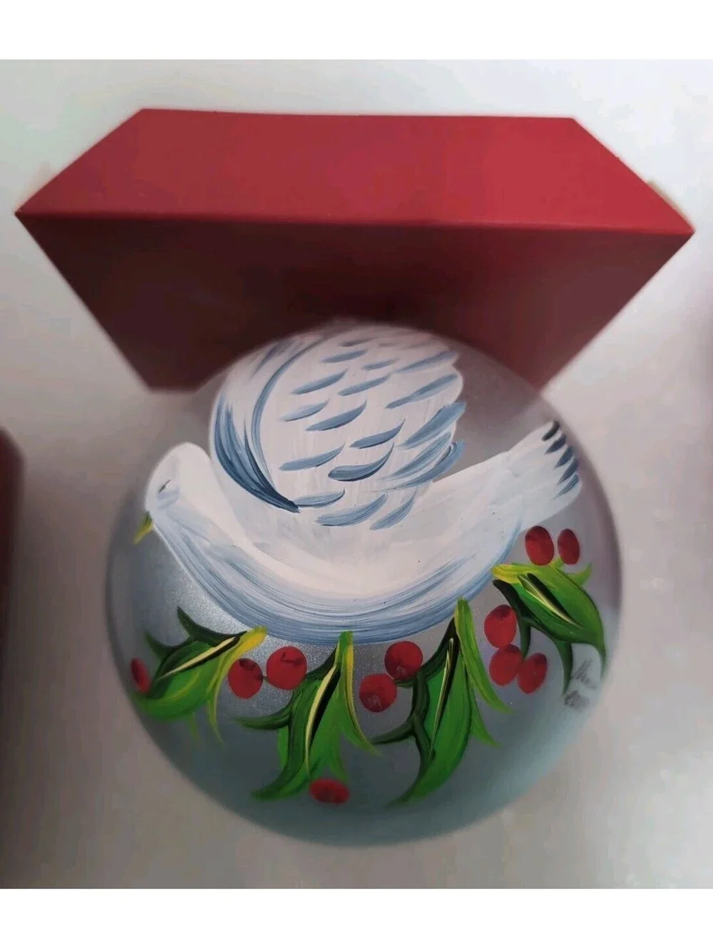 Pier 1 Ornament Glass Hand Painted Christmas Dove 2005